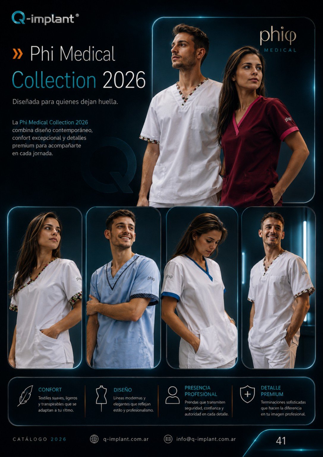 Página de la colección de indumentaria Phi Medical